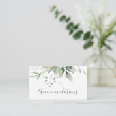 Carte D'accompagnement Eucalyptus Feuille Verdure Mariage Hébergement (Debout devant)