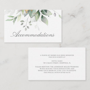 Carte D'accompagnement Eucalyptus Feuille Verdure Mariage Hébergements