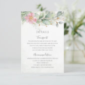 Carte D'accompagnement Eucalyptus Feuille verdure rose Mariage floral (Debout devant)