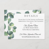 Carte D'accompagnement Eucalyptus Foliage Détails du Mariage (Devant / Derrière)
