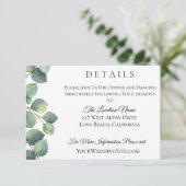 Carte D'accompagnement Eucalyptus Foliage Détails du Mariage (Debout devant)