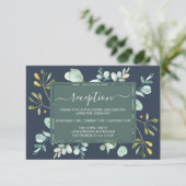 Carte D'accompagnement Eucalyptus Foliage Marine Bleu Mariage botanique (Debout devant)