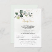 Carte D'accompagnement Eucalyptus Foliage Or Feuilles Réception de mariag (Devant / Derrière)