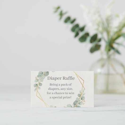 Carte D'accompagnement Eucalyptus Gold Diaper Raffle Insert Card | Boho (Debout devant)