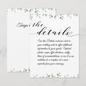 Carte D'accompagnement Eucalyptus Green Border Black Détails du Mariage (Devant / Derrière)