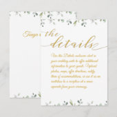 Carte D'accompagnement Eucalyptus Green Bordure Gold Détails du Mariage (Devant / Derrière)