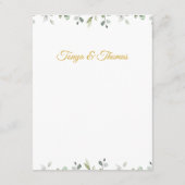 Carte D'accompagnement Eucalyptus Green Bordure Gold Détails du Mariage (Dos)
