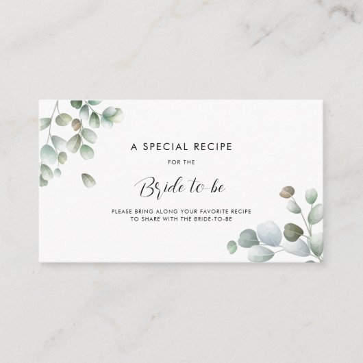 Carte D'accompagnement Eucalyptus Green Botanical Script Recette (Devant)