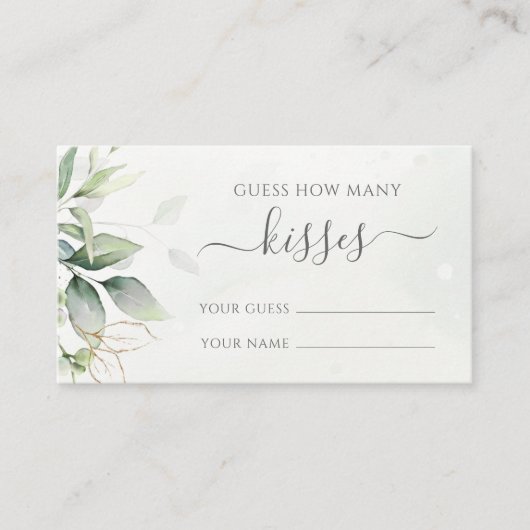 Carte D'accompagnement Eucalyptus Green Devine Combien De Baisers Jeu (Devant)