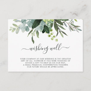 Carte D'accompagnement Eucalyptus Green Foliing Mariage Wishing well
