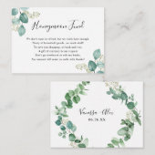 Carte D'accompagnement Eucalyptus Green Lune de miel ou fonds ménager (Devant / Derrière)