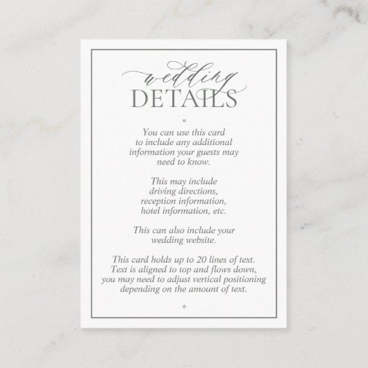 Carte D'accompagnement Eucalyptus Green Monogram Détails du Mariage (Dos)