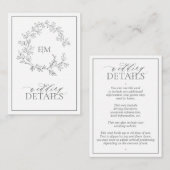 Carte D'accompagnement Eucalyptus Green Monogram Détails du Mariage (Devant / Derrière)