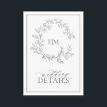 Carte D'accompagnement Eucalyptus Green Monogram Détails du Mariage<br><div class="desc">Nous aimons cette carte verte à la mode et moderne à l'eucalyptus ! Simple, élégant et oh-so-joli, il présente une couronne feuilletée dessinée à la main encerclant un monogramme mariage moderne. Il est personnalisé en typographie élégante, et accentué par la calligraphie lettrée à la main. Enfin, il est taillé dans...</div>