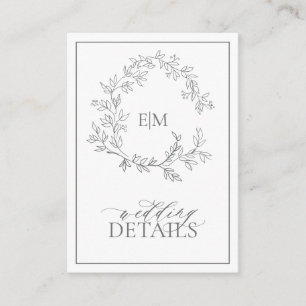 Carte D'accompagnement Eucalyptus Green Monogram Détails du Mariage