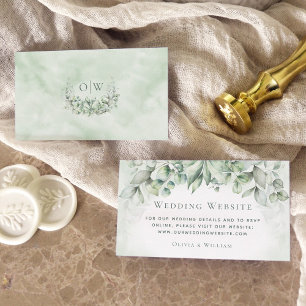 Carte D'accompagnement Eucalyptus Green Monogram Site Mariage