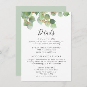 Carte D'accompagnement Eucalyptus Green Watercolor Détails du Mariage