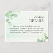 Carte D'accompagnement Eucalyptus Green Watercolor Détails du Mariage (Devant)