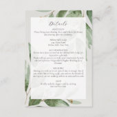 Carte D'accompagnement Eucalyptus Greenery Détails du Mariage (Devant)