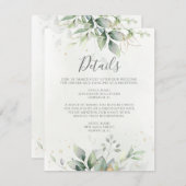 Carte D'accompagnement Eucalyptus Greenery Détails du Mariage (Devant / Derrière)