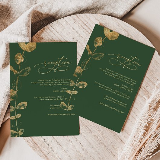 Carte D'accompagnement Eucalyptus Greenery or Mariage Détails Boîtier