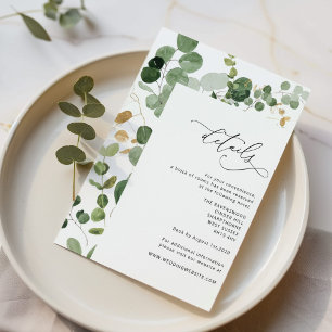 Carte D'accompagnement Eucalyptus Greenery or Mariage Détails Boîtier