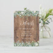 Carte D'accompagnement Eucalyptus Greenery Wedding Details Card | Rustic (Debout devant)