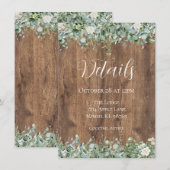 Carte D'accompagnement Eucalyptus Greenery Wedding Details Card | Rustic (Devant / Derrière)