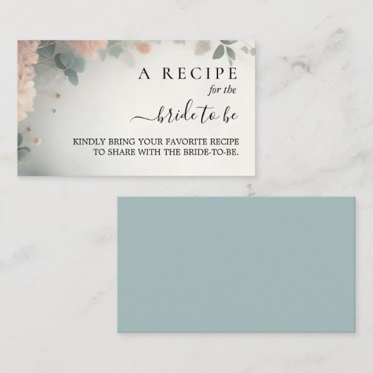 Carte D'accompagnement Eucalyptus Lace Tulle Bleu Poussiéreux Mariage (Devant / Derrière)