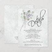Carte D'accompagnement Eucalyptus & Lavender Bouquet Détails du Mariage (Devant / Derrière)