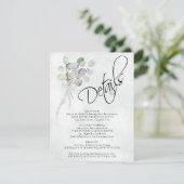 Carte D'accompagnement Eucalyptus & Lavender Bouquet Détails du Mariage (Debout devant)