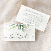 Carte D'accompagnement Eucalyptus Leaves Greenery Gold Elegant Wedding