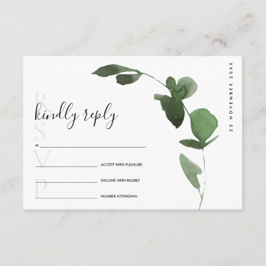 CARTE D'ACCOMPAGNEMENT EUCALYPTUS MARIAGE DE COULEUR D'EAU EN FOLIAGE VER (Devant)