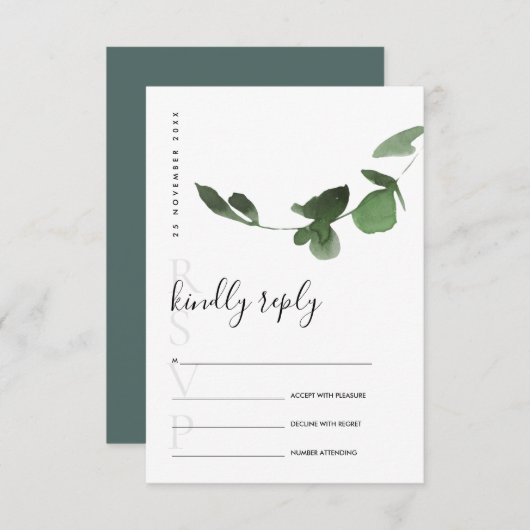 CARTE D'ACCOMPAGNEMENT EUCALYPTUS MARIAGE DE COULEUR D'EAU EN FOLIAGE VER (Devant / Derrière)