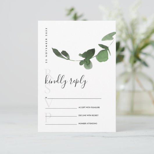 CARTE D'ACCOMPAGNEMENT EUCALYPTUS MARIAGE DE COULEUR D'EAU EN FOLIAGE VER (Debout devant)