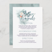 Carte D'accompagnement Eucalyptus Mariage Détails Information Invité (Devant / Derrière)
