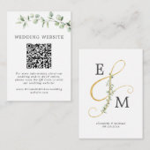 Carte D'accompagnement Eucalyptus Moderne Ampersand Site Mariage QR (Devant / Derrière)