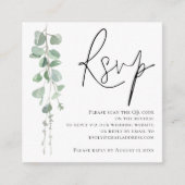 Carte D'accompagnement Eucalyptus moderne Script QR Code Mariage RSVP (Devant)