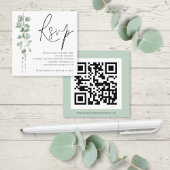 Carte D'accompagnement Eucalyptus moderne Script QR Code Mariage RSVP