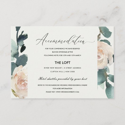 CARTE D'ACCOMPAGNEMENT EUCALYPTUS ROSE BLUSH KRAFT MARIAGE HÉBERGEMENT (Devant)