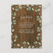 Carte D'accompagnement Eucalyptus rustique | Détails du client mariage (Devant)