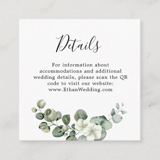 Carte D'accompagnement Eucalyptus Rustique Mariage de verdure (Devant)
