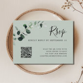 Carte D'accompagnement Eucalyptus Sage QR Code Mariage RSVP