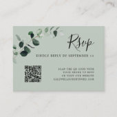 Carte D'accompagnement Eucalyptus Sage QR Code Mariage RSVP (Devant)