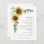 Carte D'accompagnement Eucalyptus Sunflower Botanique Détails du Mariage (Devant / Derrière)