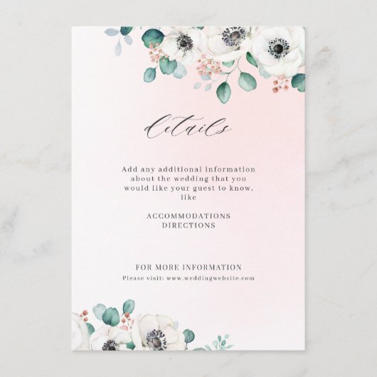 Carte D'accompagnement Eucalyptus verdure anémonique floral rustique mari (Devant)