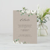 Carte D'accompagnement Eucalyptus verdure blanc fleuri rustique mariage (Debout devant)