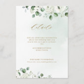 Carte D'accompagnement Eucalyptus verdure blanc fleuri rustique mariage (Devant)