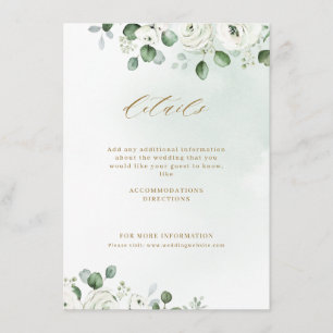 Carte D'accompagnement Eucalyptus verdure blanc fleuri rustique mariage
