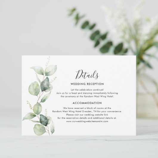 Carte D'accompagnement Eucalyptus Verdure minimaliste Mariage (Debout devant)